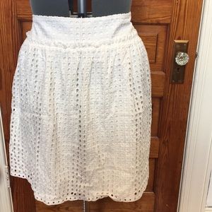 NWOT: White Square Eyelet Skirt